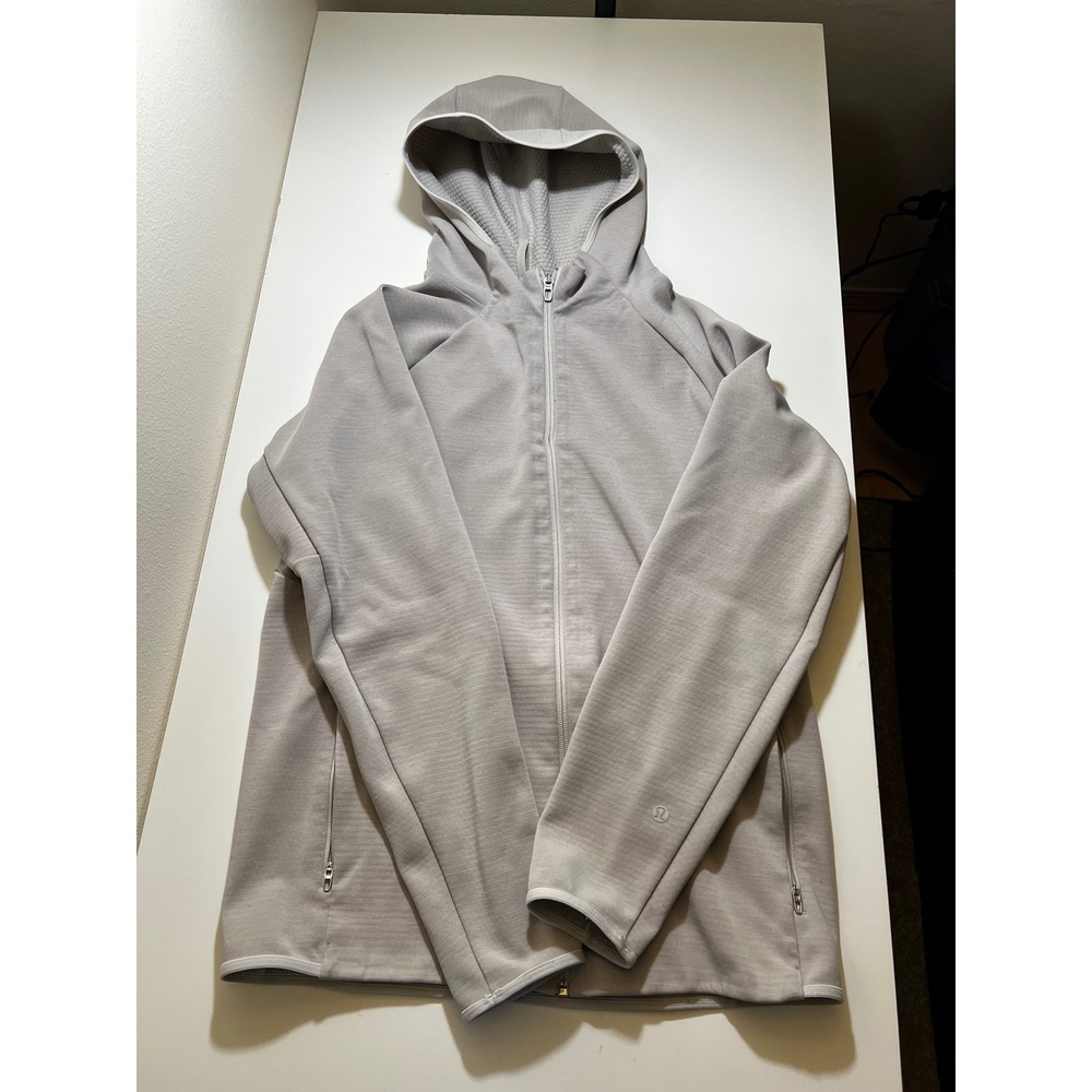 Lululemon Men Jacket Medium Grey GridLiner Fleece Zip Hoodie Heathered Full Zip